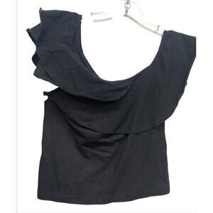 NWT Mare Mare Ruffle black top off the shoulder SZ XS